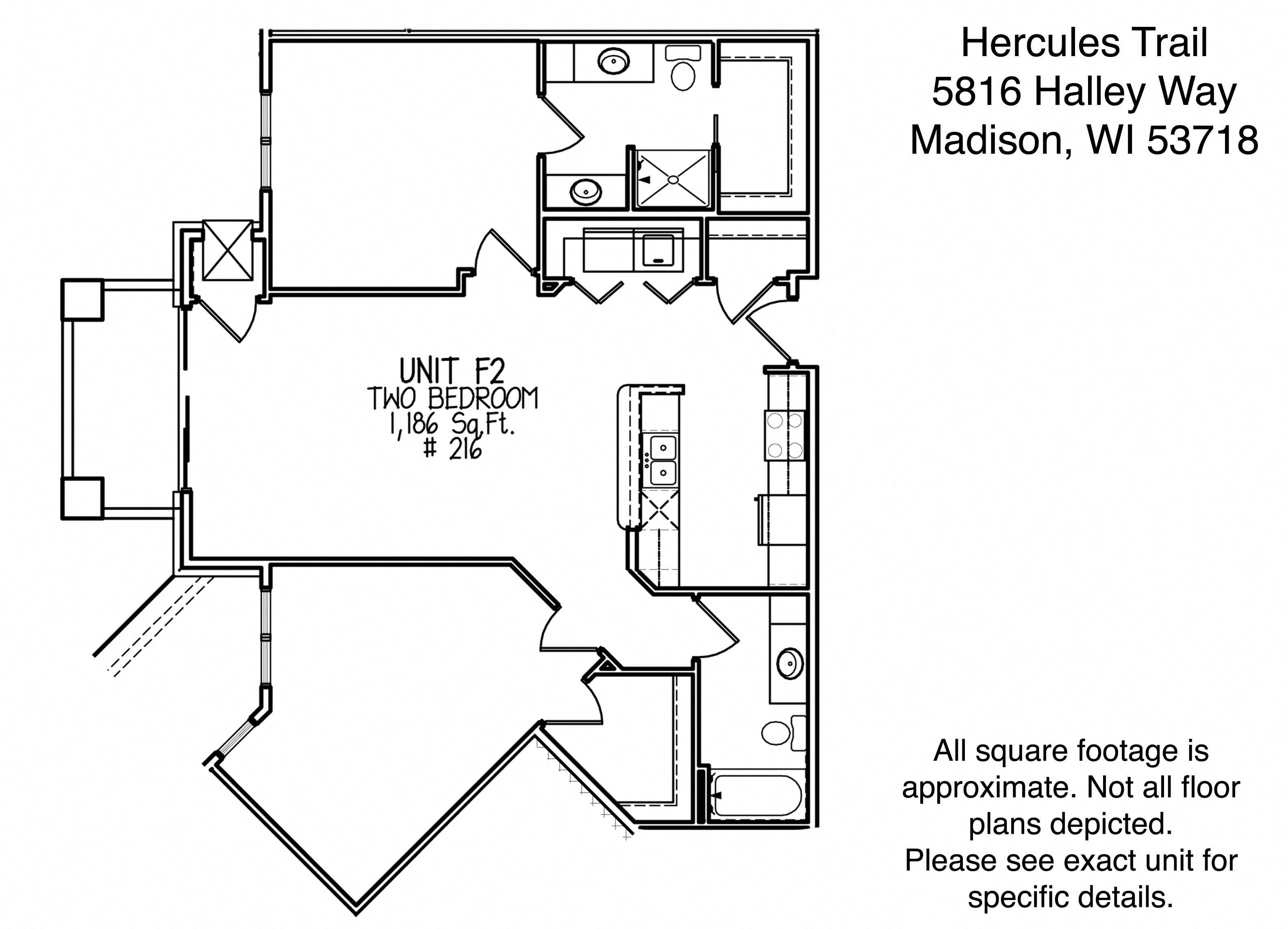 Floor plan for 2 beds, 2 baths, 1190 sqft